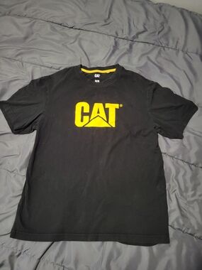 Caterpillar Black T-Shirt with Yellow CAT Logo